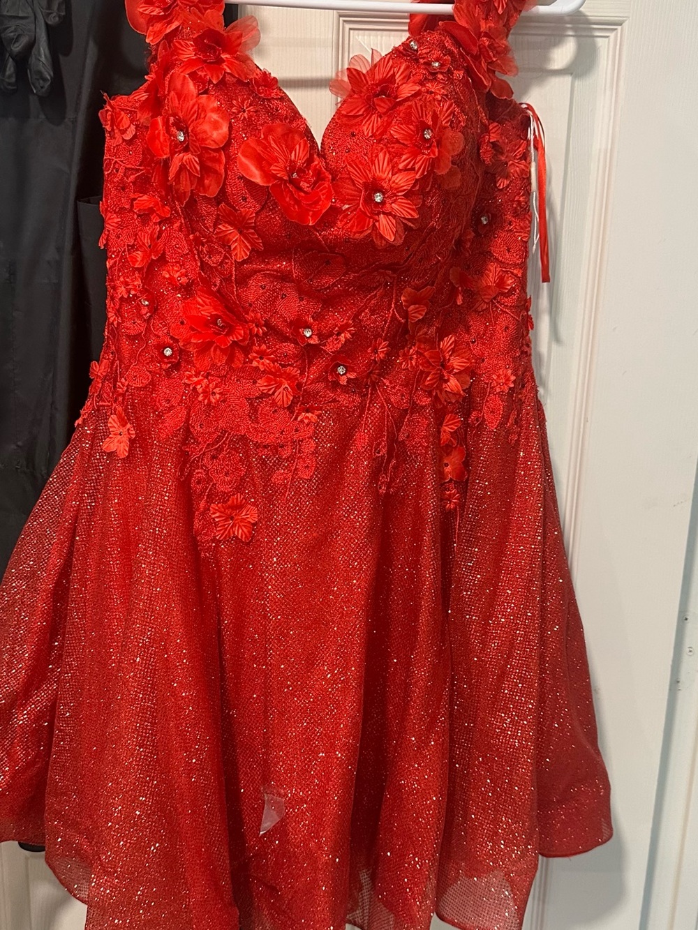 Dancing Queen Red Floral Glitter Formal short dress